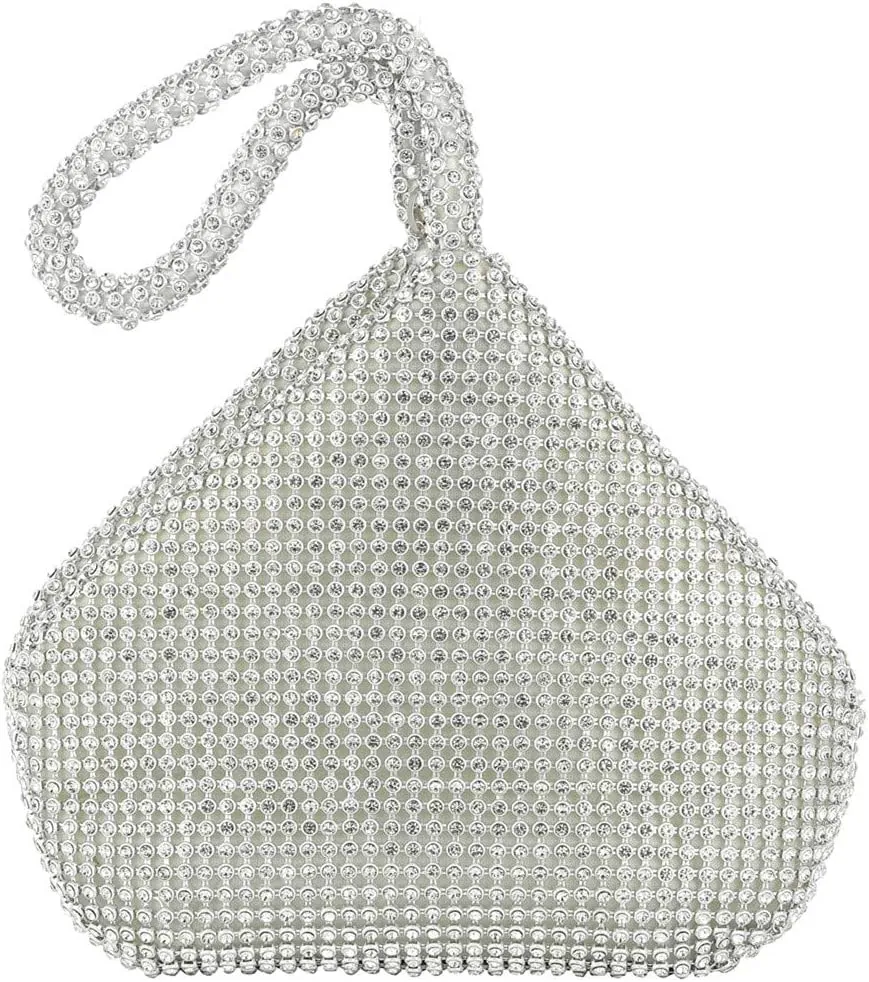 Upgraded Medium Rhinestone Wrist Purse, Women Bling Evening Bag Sparkly Clutch for Prom Night Out Cocktail