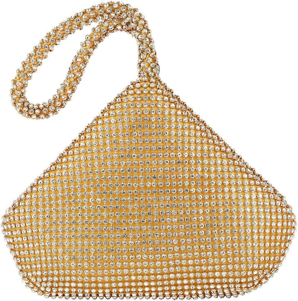 Upgraded Medium Rhinestone Wrist Purse, Women Bling Evening Bag Sparkly Clutch for Prom Night Out Cocktail