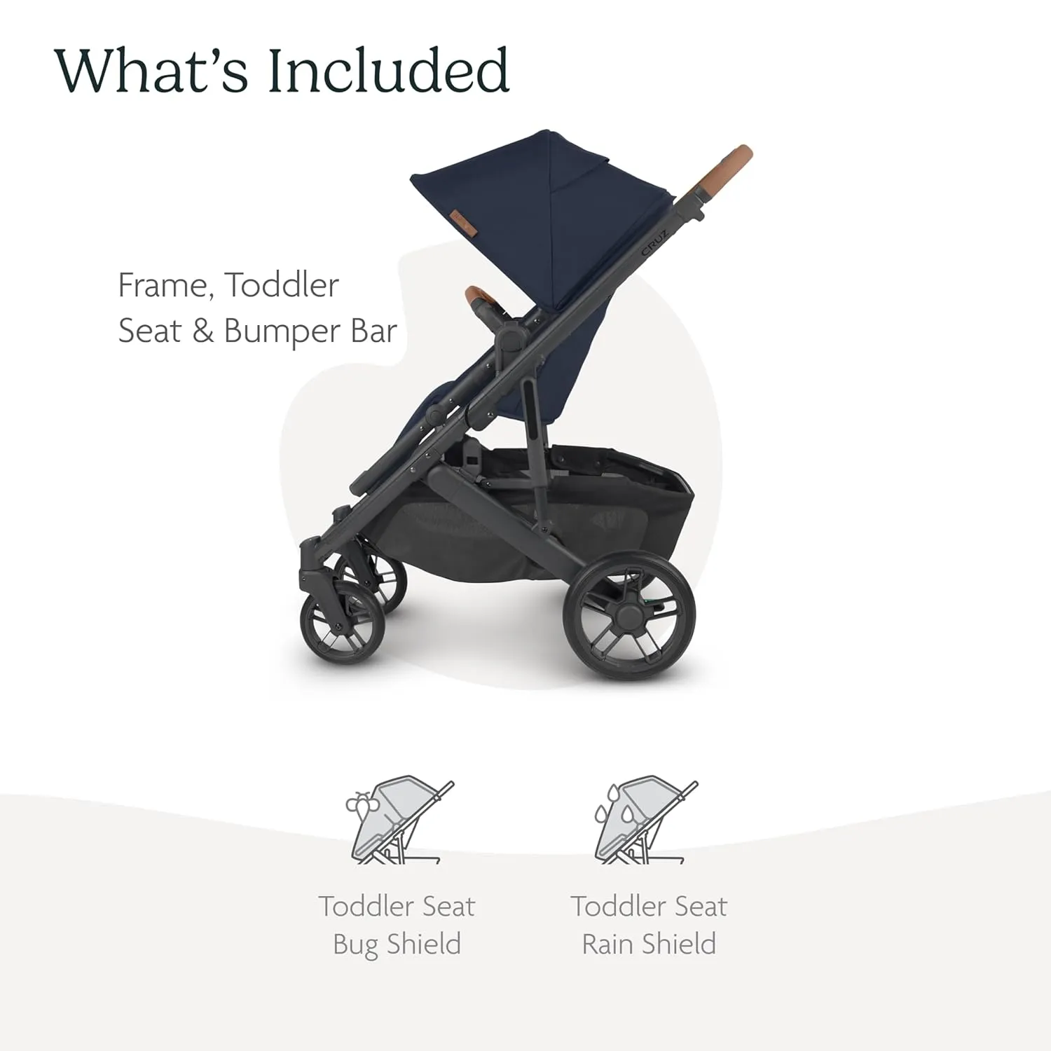UPPAbaby Cruz V2 Stroller Full-Featured Stroller With Travel System Capabilities Toddler Seat, Bumper Bar, Bug Shield, Rain Shield Included Noa (Navy Carbon Frame Saddle Leather)