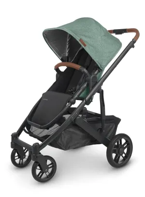 UPPAbaby Cruz V2 Stroller/Full-Featured Stroller with Travel System Capabilities/Toddler Seat, Bumper Bar, Bug Shield, Rain Shield Included/Gwen (Green Mélange/Carbon Frame/Saddle Leather)