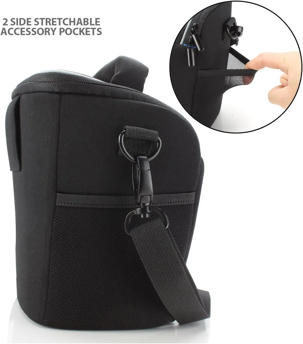 USA Gear DSLR Camera Case for Men and Women with Top Loading Accessibility, Adjustable Shoulder, Small Camera Sling Bag, Travel Padded Handle - Camera Holster Bag for Nikon, Canon, Panasonic (Black)