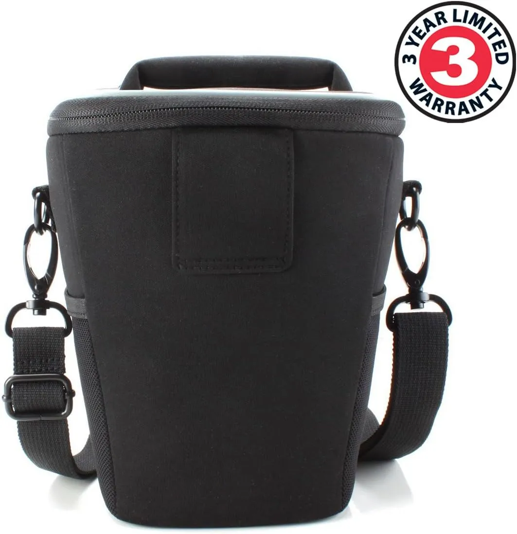 USA Gear DSLR Camera Case for Men and Women with Top Loading Accessibility, Adjustable Shoulder, Small Camera Sling Bag, Travel Padded Handle - Camera Holster Bag for Nikon, Canon, Panasonic (Black)