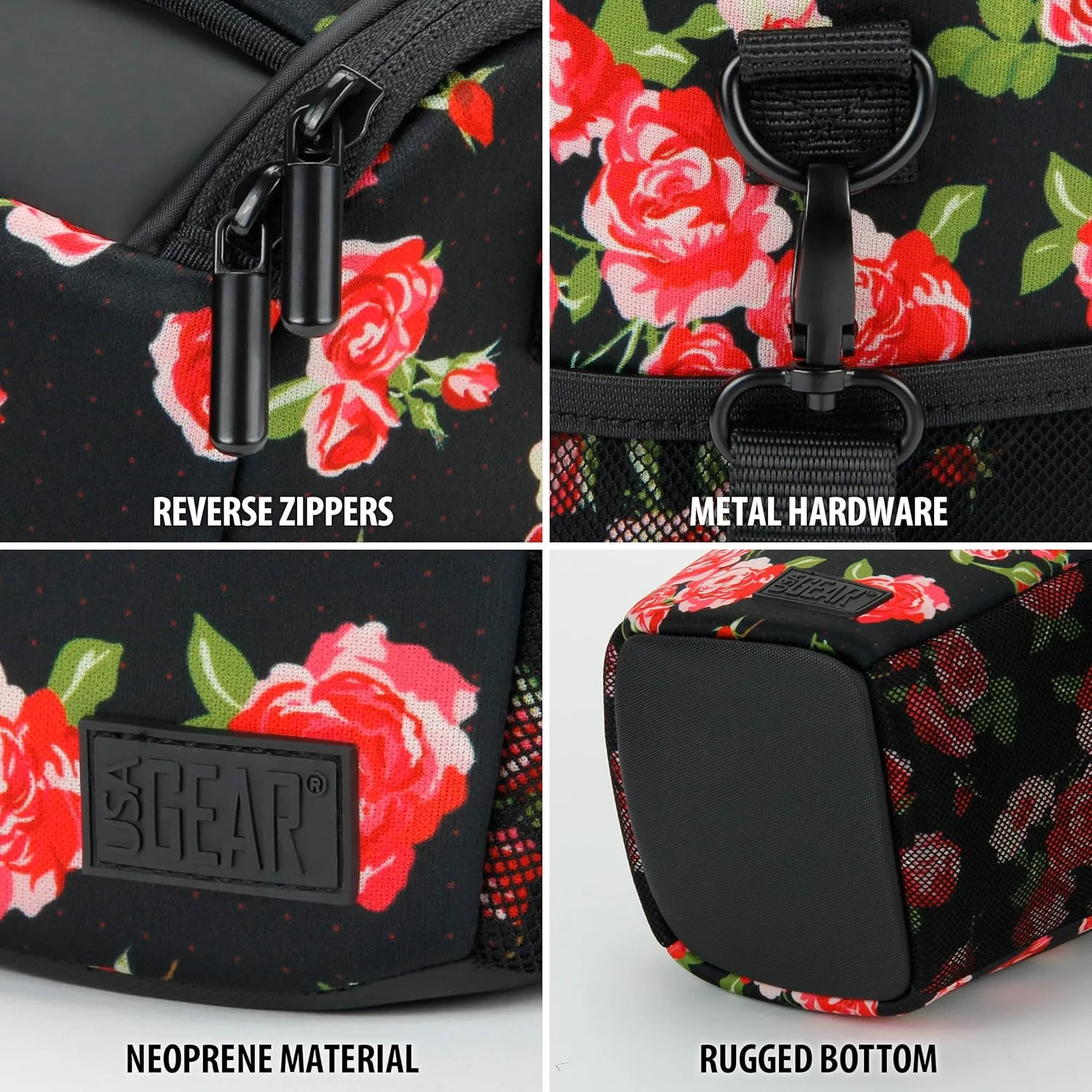 USA Gear DSLR Camera Case for Men and Women with Top Loading Accessibility, Adjustable Shoulder, Small Camera Sling Bag, Travel Padded Handle - Camera Holster Bag for Nikon, Canon, Panasonic (Floral)