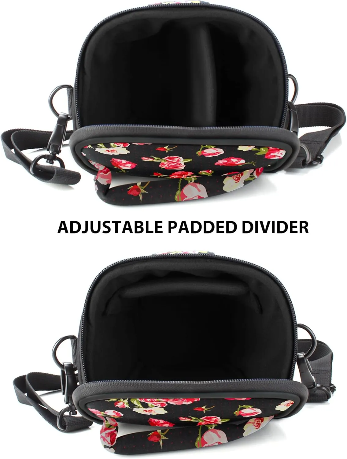 USA Gear DSLR Camera Case for Men and Women with Top Loading Accessibility, Adjustable Shoulder, Small Camera Sling Bag, Travel Padded Handle - Camera Holster Bag for Nikon, Canon, Panasonic (Floral)