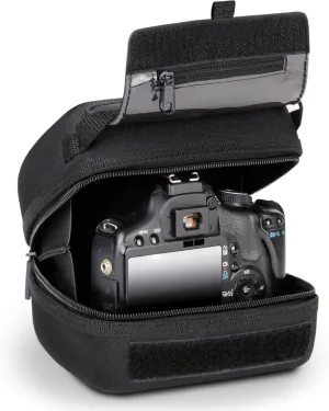 USA Gear Hard Shell DSLR Camera Case (Black) with Molded EVA Protection, Quick Access Opening, Padded Interior and Rubber Coated Handle-Compatible with Nikon, Canon, Pentax, Olympus and More
