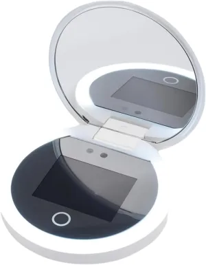 UV Magic Mirror, Compact Mirror Design for Sunscreen Test, Travel Makeup Mirror with UV Camera for Sunscreen Coverage Test,Beige