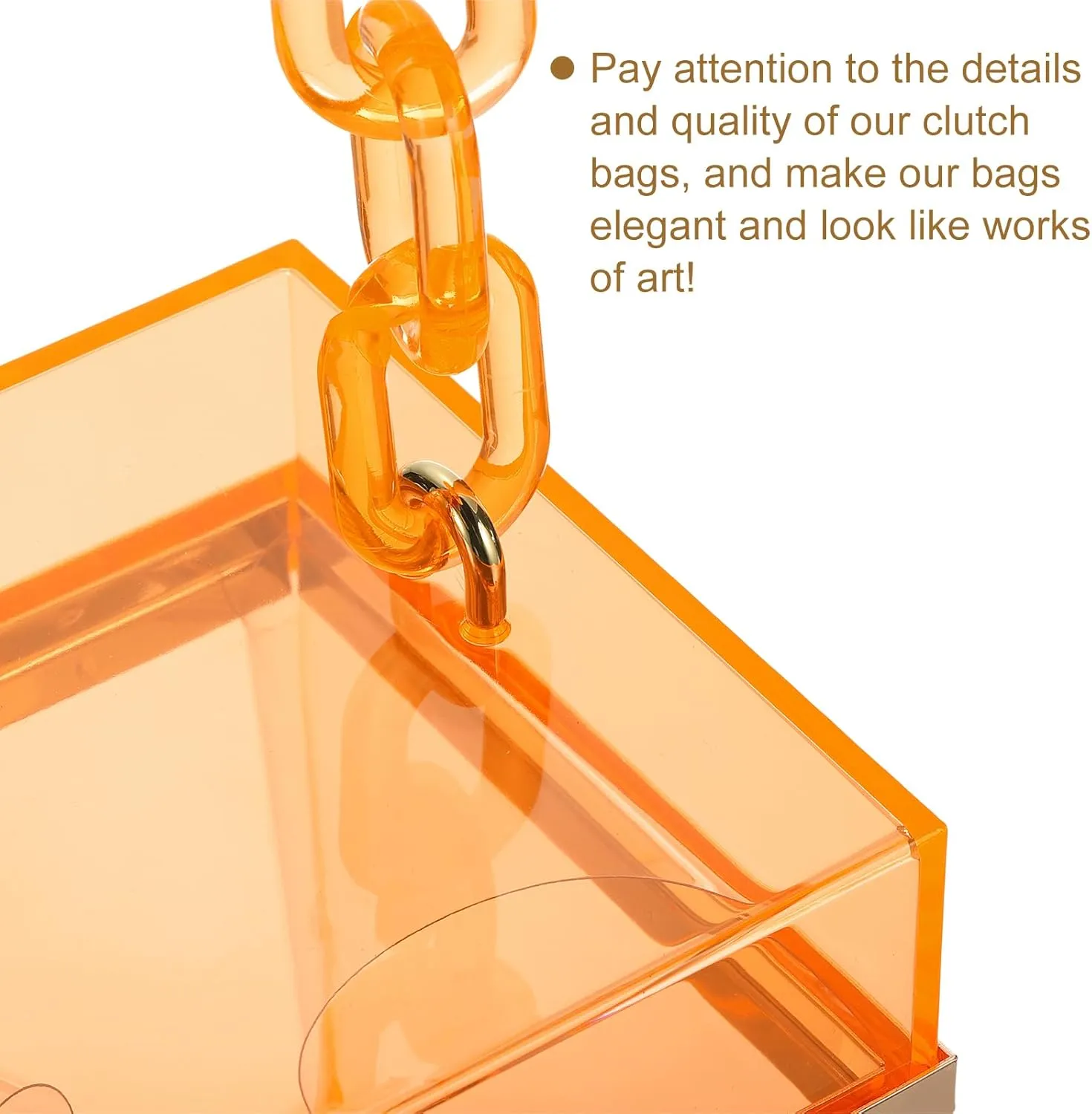 uxcell Women Acrylic Clear Clutch Purses Square Evening Handbag Box Purse for Wedding Prom Party, Orange/Gold