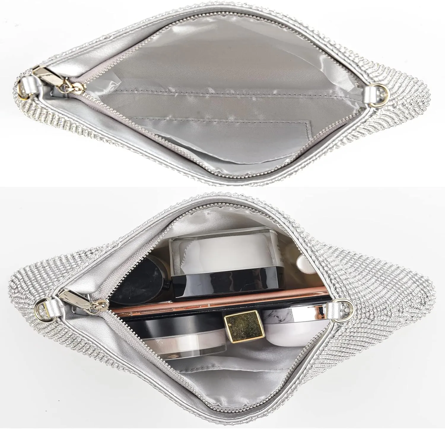 Valleycomfy Bling Evening Clutch Bag for Women Lady Girl Bride Rhinestone Purse For Prom Cocktail Party Wedding Engagement