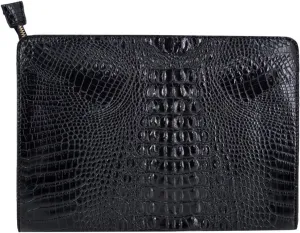 Van Caro Oversized Leather Crocodile Clutch Envelope Purse Evening Handbag for Women