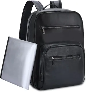 VASCHY Diaper Bag Backpack for Mum Dad, Unisex Large Waterproof Vegan Leather Baby Bag with Changing Pad,Insulated Pockets,Padded Laptop Sleeve for Travel,Black