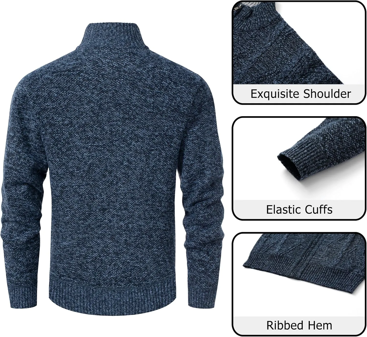 Vcansion Men's Classic Cardigan Sweaters Stand Collar Slim Fit Casual Knitted Sweater
