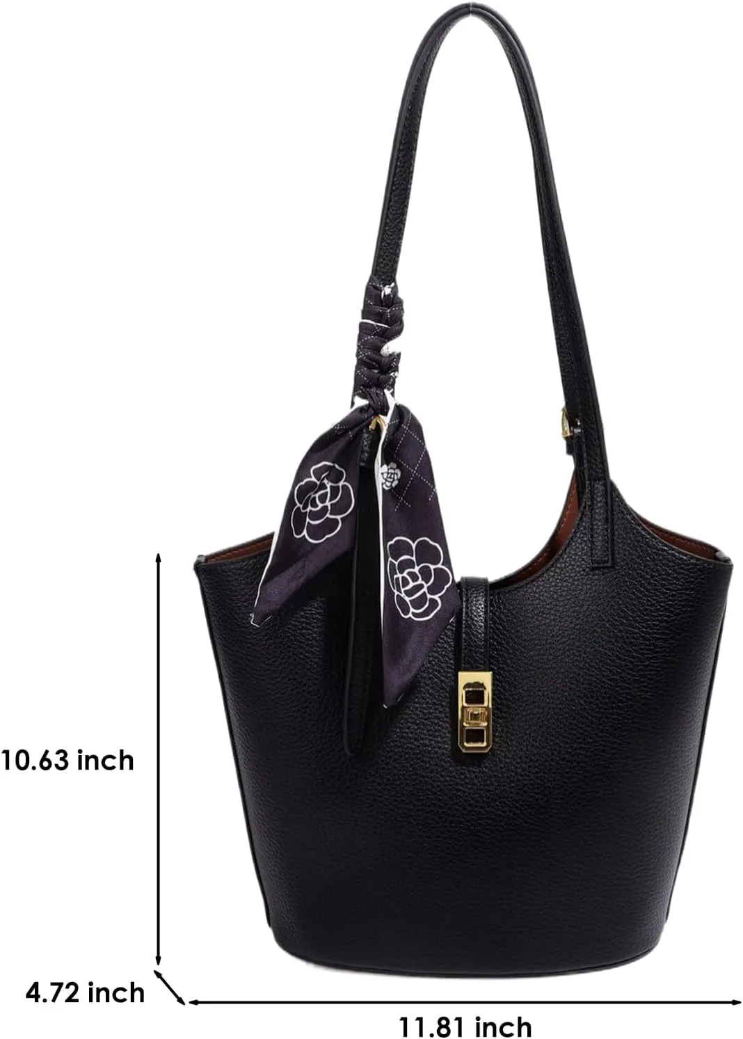 Vegan Leather Bucket Bag Designer Handbags for Women Hobo Bag 2 in 1 Scoop Neck Tote with Removable Pouch