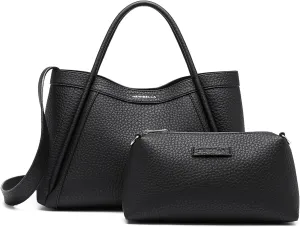 Vegan Leather Tote Bag for Women, Hobo Shoulder Bag, Crossbody Handbag with Matching Purse, Stylish Versatile