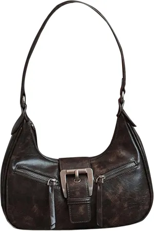 Verdusa Women's Hobo PU Leather Clutch Shoulder Bags Buckle Zipper Vintage Handbags