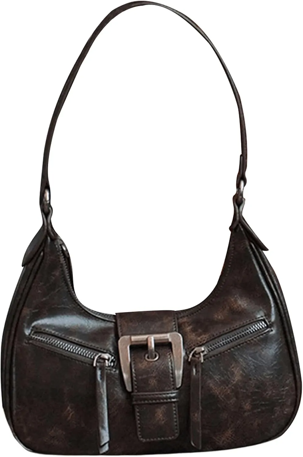 Verdusa Women's Hobo PU Leather Clutch Shoulder Bags Buckle Zipper Vintage Handbags