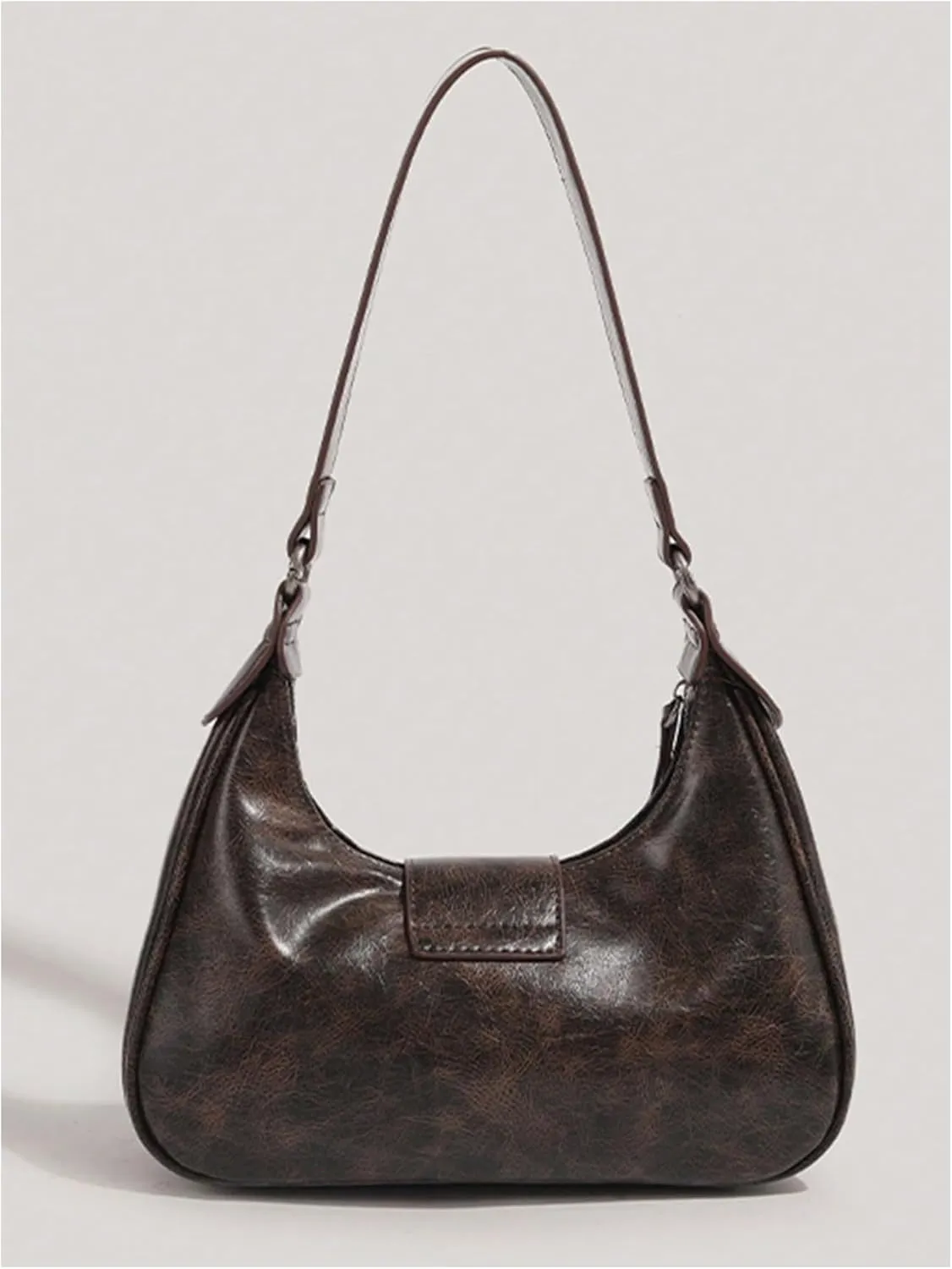 Verdusa Women's Hobo PU Leather Clutch Shoulder Bags Buckle Zipper Vintage Handbags