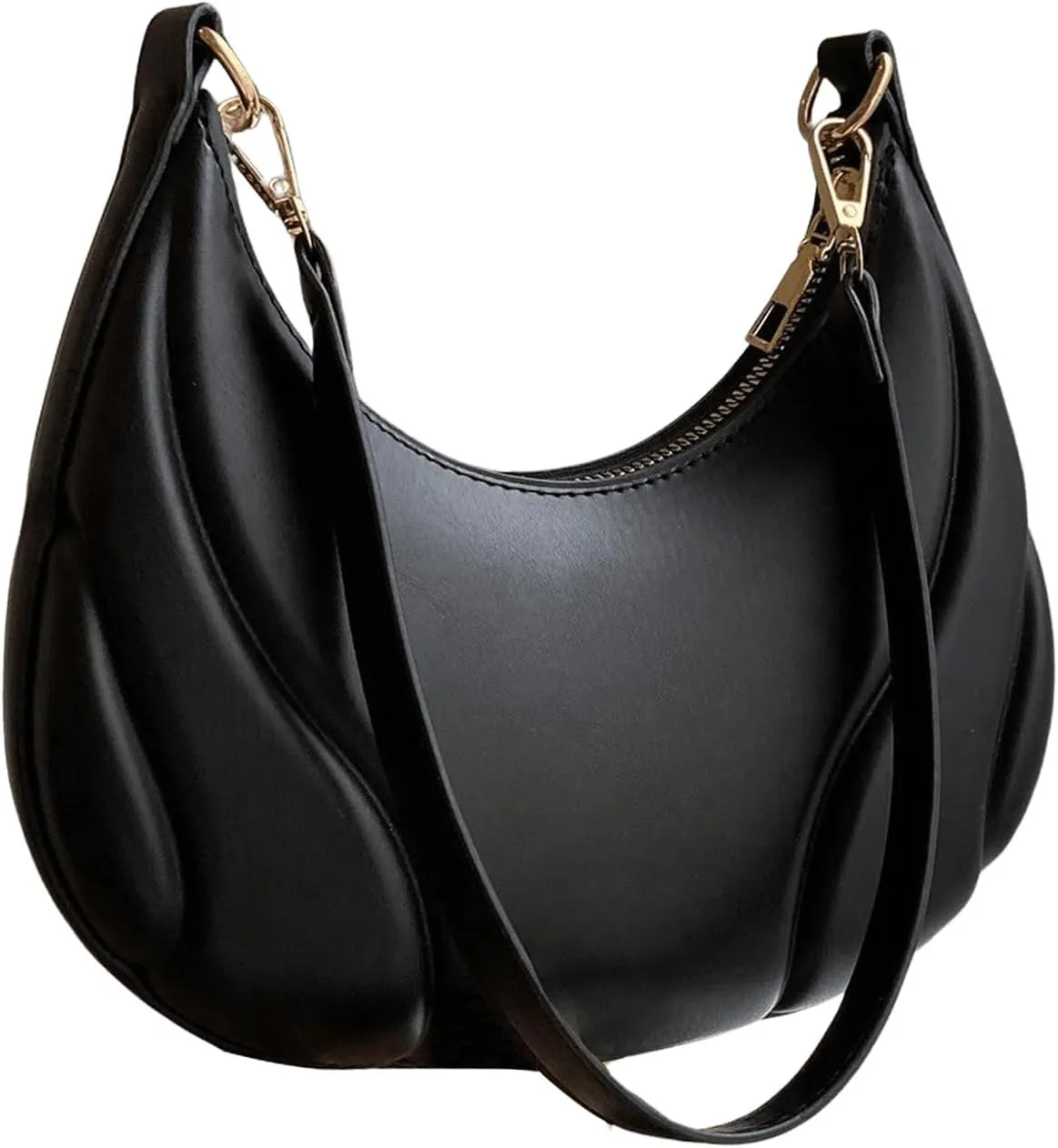 Verdusa Women's PU Leather Hobo Bag Small Purse Zipper Top Handle Bag Crescent Shoulder Bag