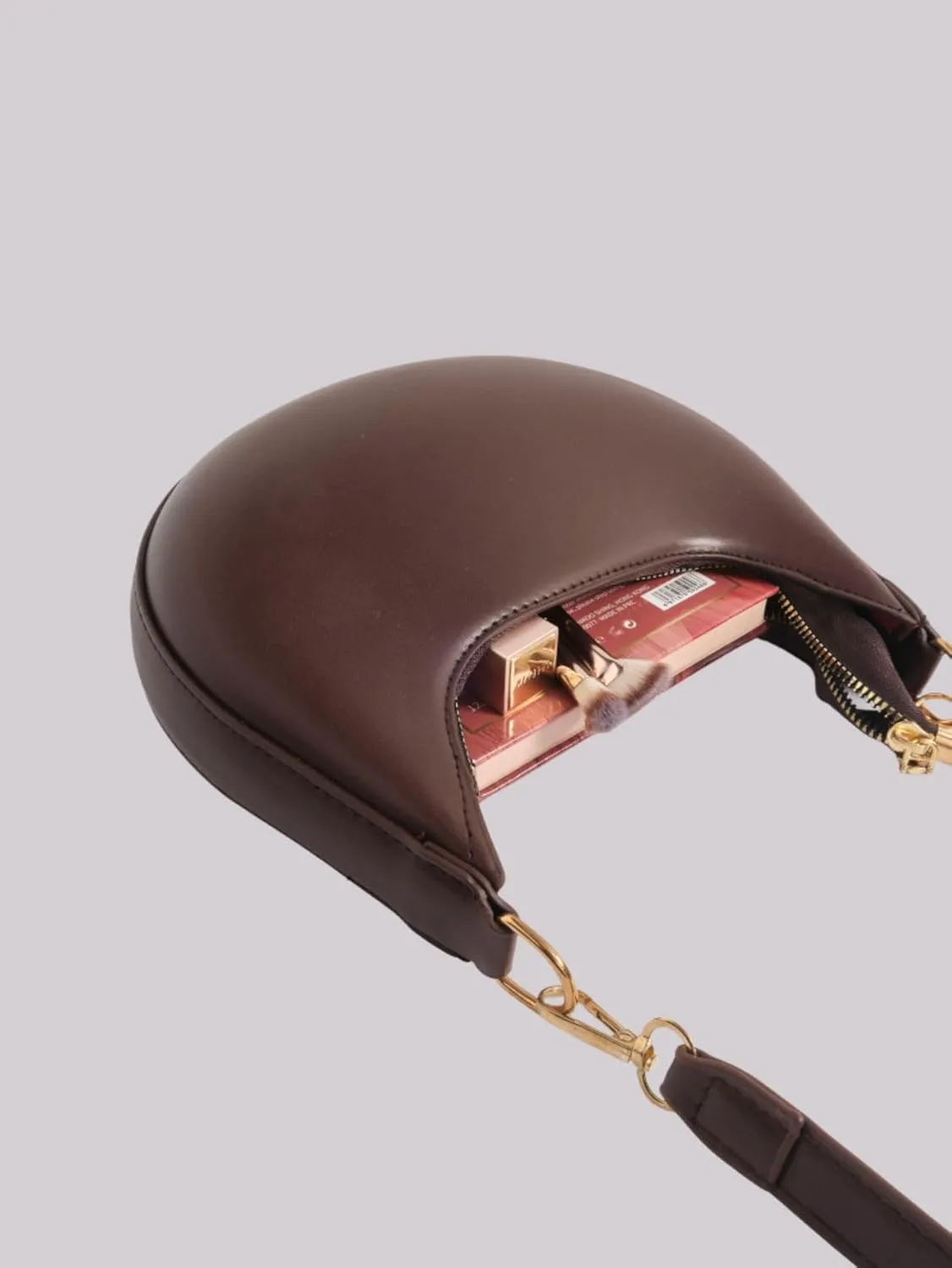 Verdusa Women's PU Leather Hobo Bag Small Purse Zipper Top Handle Bag Crescent Shoulder Bag