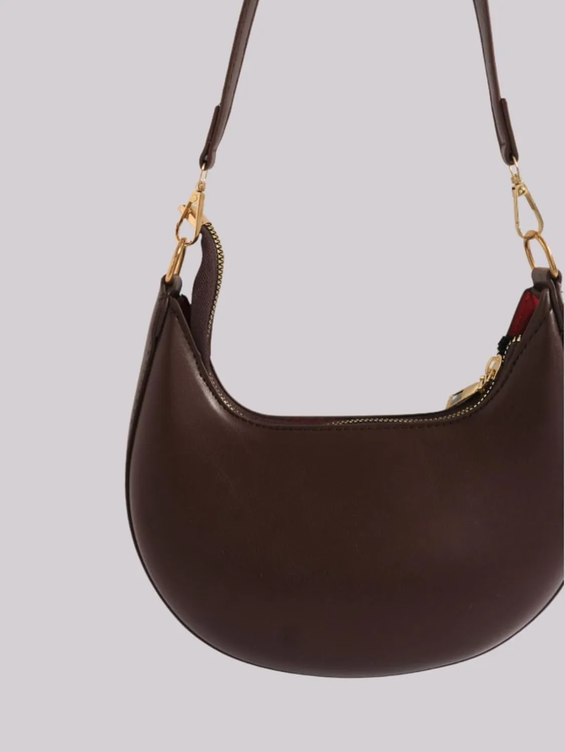 Verdusa Women's PU Leather Hobo Bag Small Purse Zipper Top Handle Bag Crescent Shoulder Bag