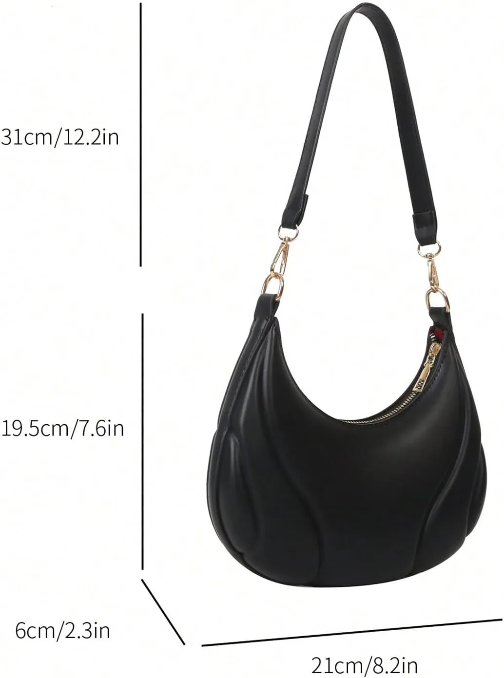 Verdusa Women's PU Leather Hobo Bag Small Purse Zipper Top Handle Bag Crescent Shoulder Bag