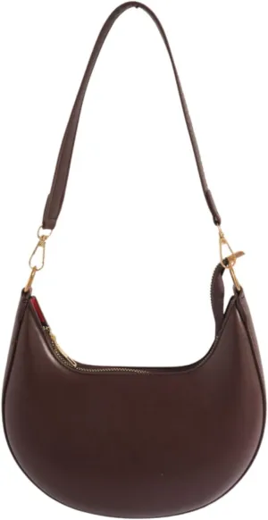 Verdusa Women's PU Leather Hobo Bag Small Purse Zipper Top Handle Bag Crescent Shoulder Bag