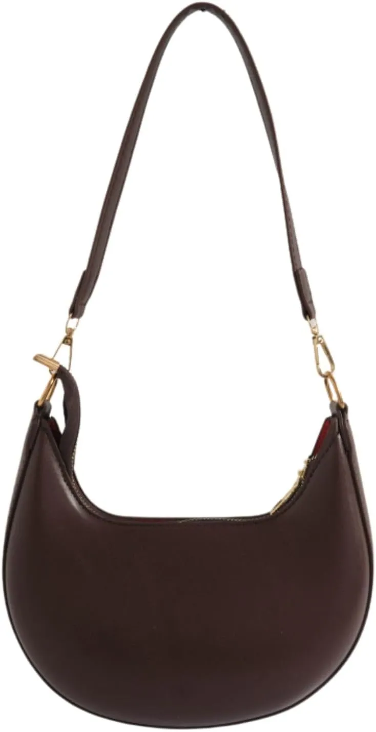 Verdusa Women's PU Leather Hobo Bag Small Purse Zipper Top Handle Bag Crescent Shoulder Bag