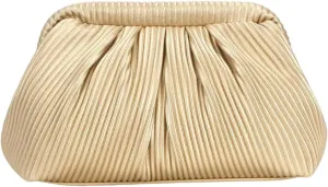 Verdusa Women's Ruched Clutch Purses Makeup Bag Pleated PU Leather Evening Handbags