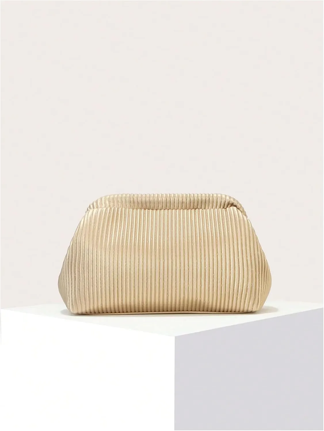 Verdusa Women's Ruched Clutch Purses Makeup Bag Pleated PU Leather Evening Handbags