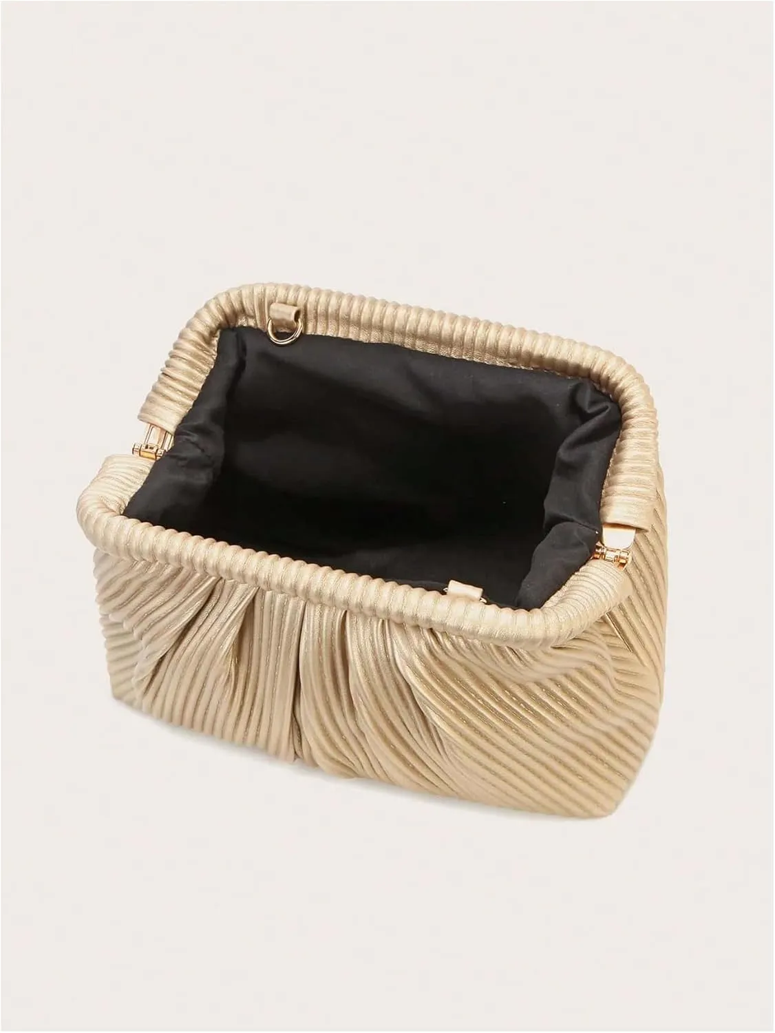 Verdusa Women's Ruched Clutch Purses Makeup Bag Pleated PU Leather Evening Handbags