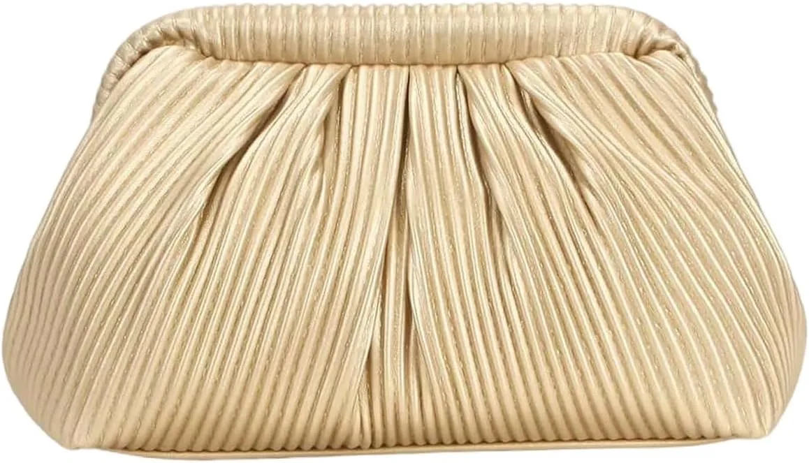 Verdusa Women's Ruched Clutch Purses Makeup Bag Pleated PU Leather Evening Handbags