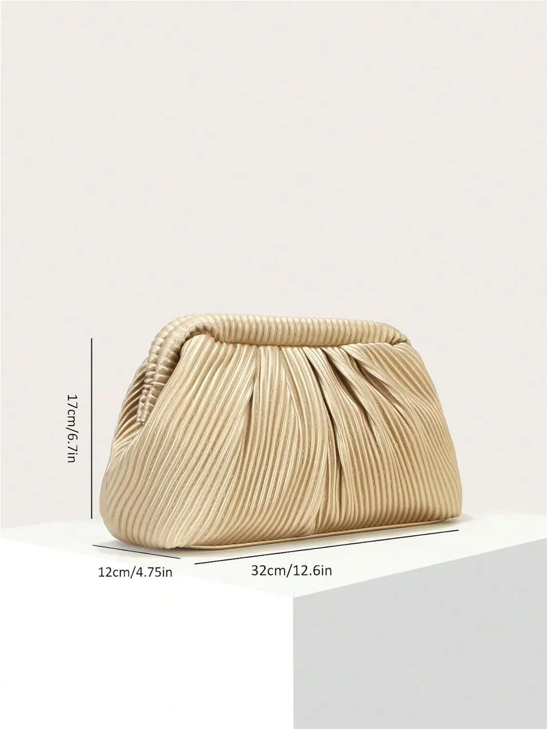 Verdusa Women's Ruched Clutch Purses Makeup Bag Pleated PU Leather Evening Handbags