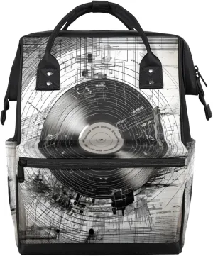 Vintage Abstract Record Diaper Bag Mommy Bags With Adjustable Shoulder Strap Waterproof Multifunction Shoulder Bag Travel Large Capacity Backpack for Moms And Dads