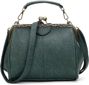Vintage Hollow Handbag for Women Leather Shoulder Bag Evening Clutch Bag Kiss Lock Closure Crossbody Bag Purse