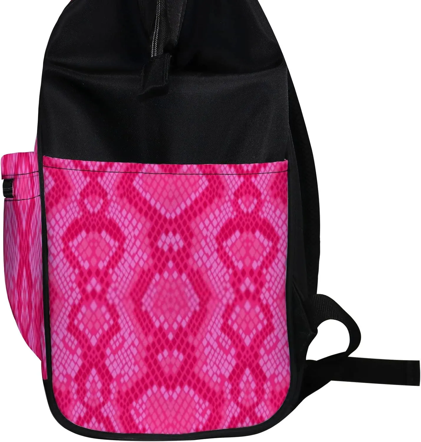 Vintage Trendy Pink Snakeskin Diaper Bag Backpack, waterproof backpack Baby Nappy Changing Bags Laptop Backpack for Travel, Large Capacity, Durable and Stylish for Woman and Men.