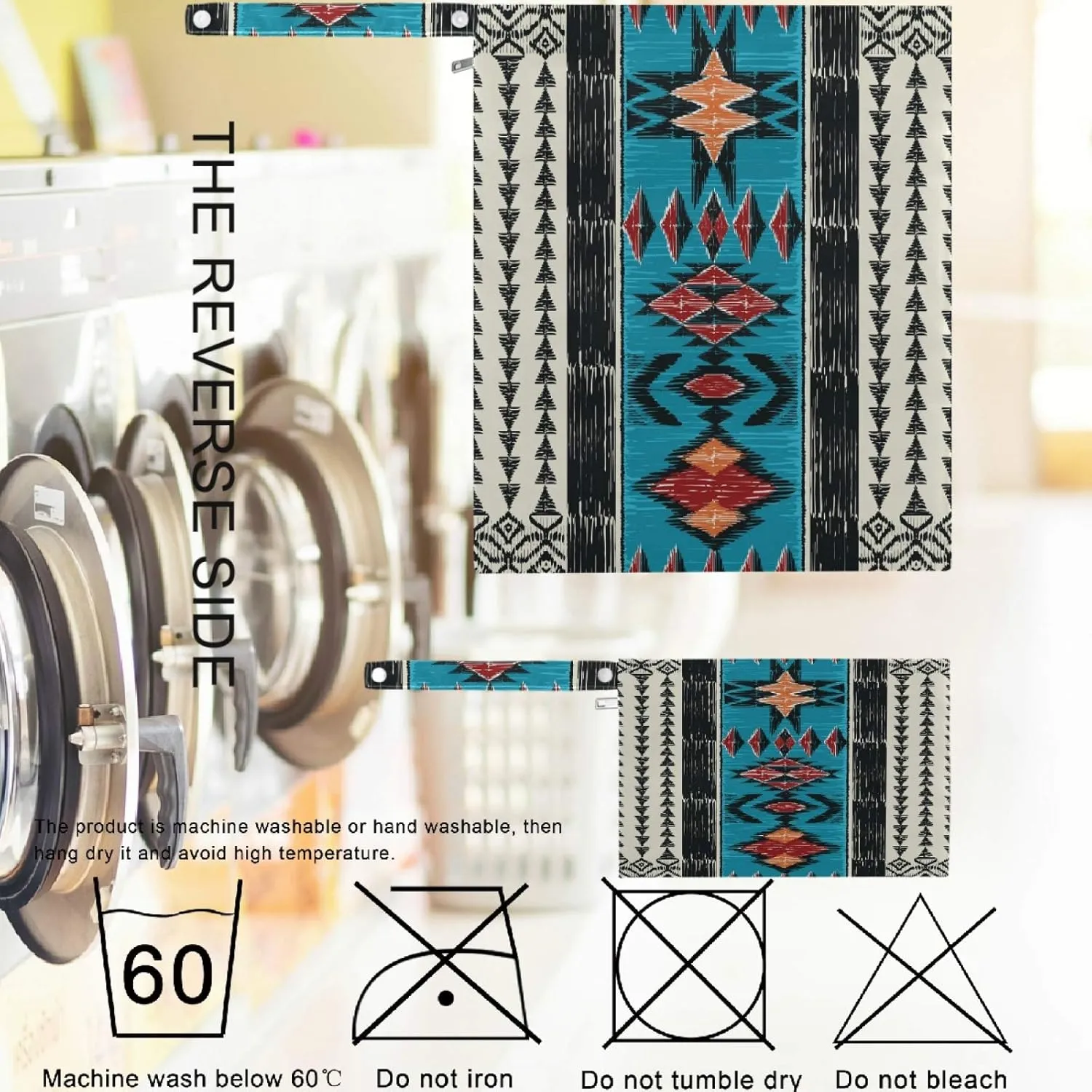 visesunny Tribal Aztec Geometric Pattern 2Pcs Wet Bag with Zippered Pockets Washable Reusable Roomy for Travel,Beach,Pool,Daycare,Stroller,Diapers,Dirty Gym Clothes, Wet Swimsuits, Toiletries