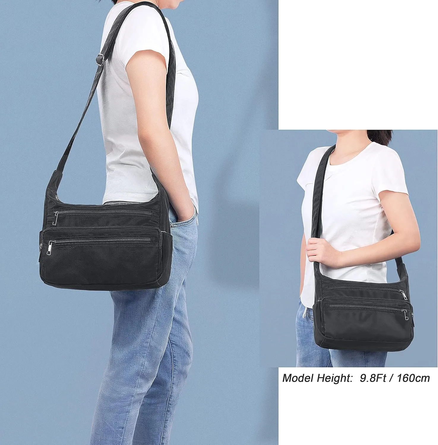 VOLGANIK ROCK RFID Purses for Women Fabric Nylon Multi Pocket Crossbody Bag Ladies Travel Handbag