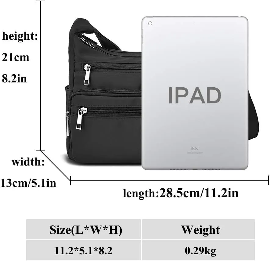 VOLGANIK ROCK RFID Purses for Women Fabric Nylon Multi Pocket Crossbody Bag Ladies Travel Handbag