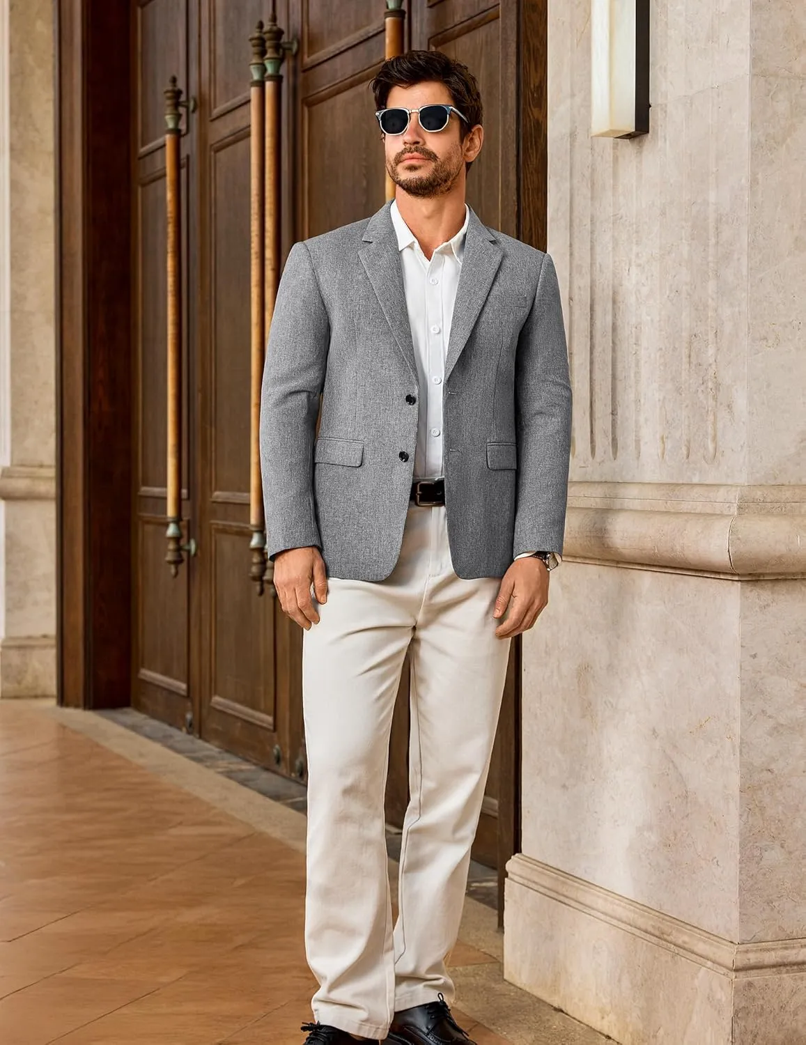 Vssjavun Mens Sport Coats Casual Blazer Two Button Lightweight Business Suit Jacket