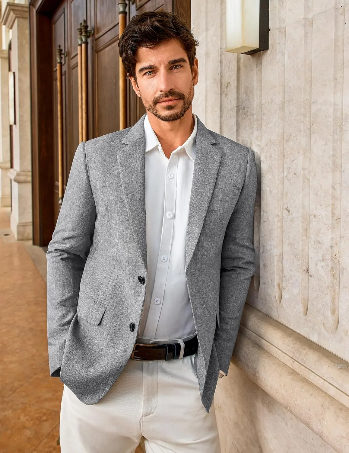 Vssjavun Mens Sport Coats Casual Blazer Two Button Lightweight Business Suit Jacket