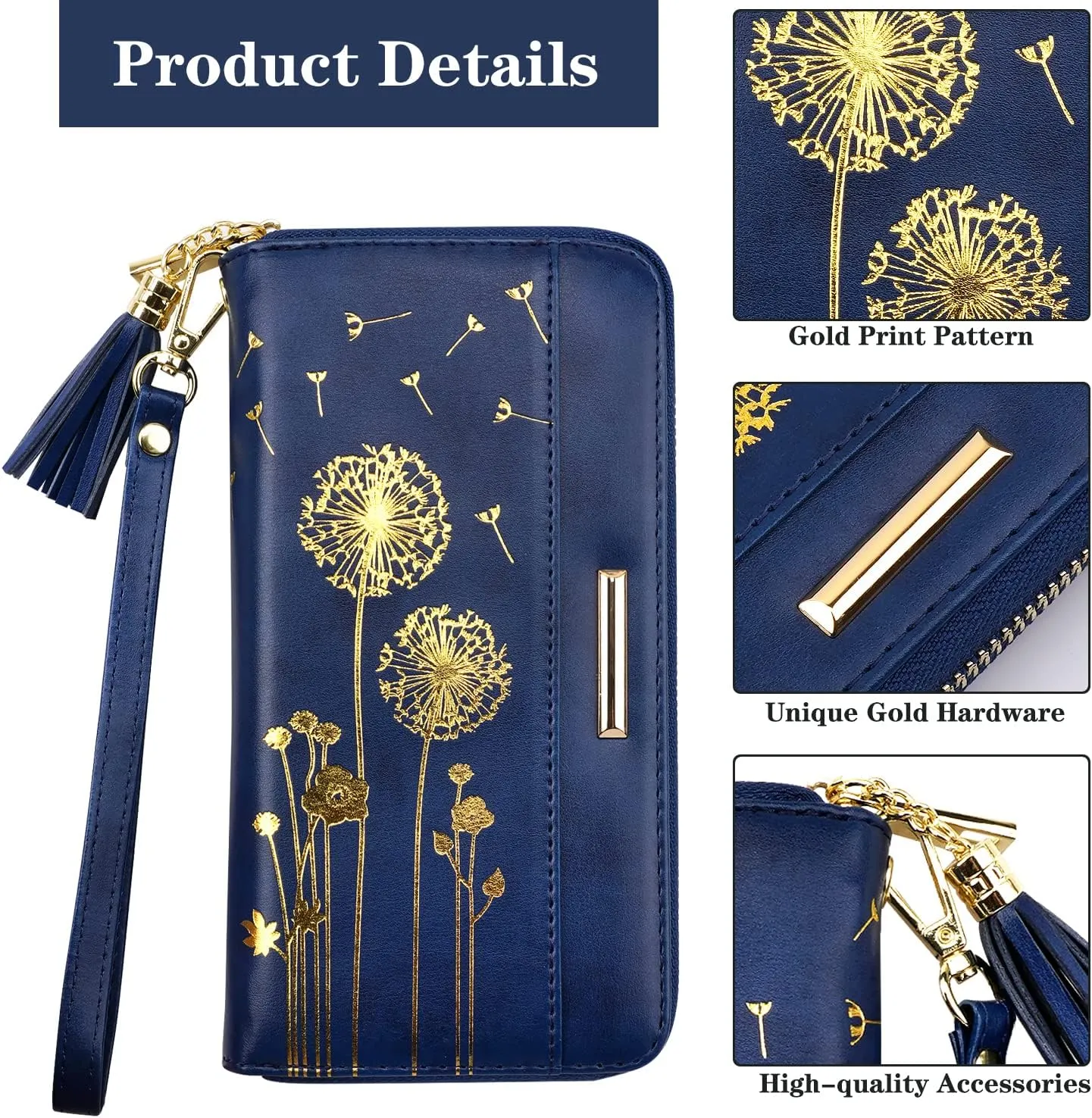 Wallets for Women PU Leather Card Holder Organizer Ladies Clutch with Tassel Wristlet Wrist strap