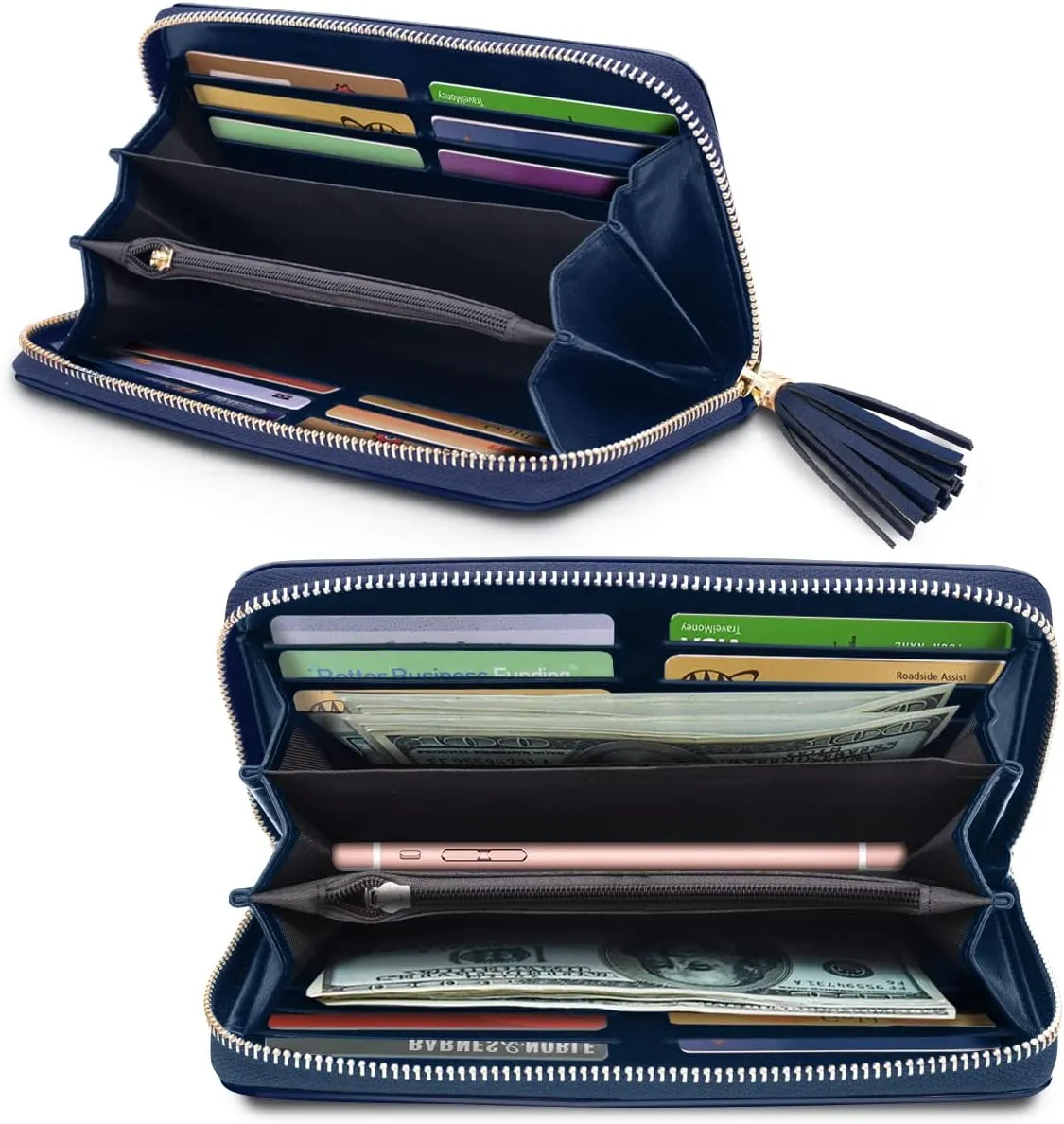 Wallets for Women PU Leather Card Holder Organizer Ladies Clutch with Tassel Wristlet Wrist strap