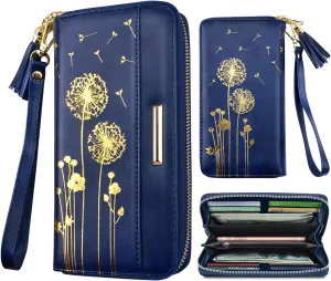 Wallets for Women PU Leather Card Holder Organizer Ladies Clutch with Tassel Wristlet Wrist strap
