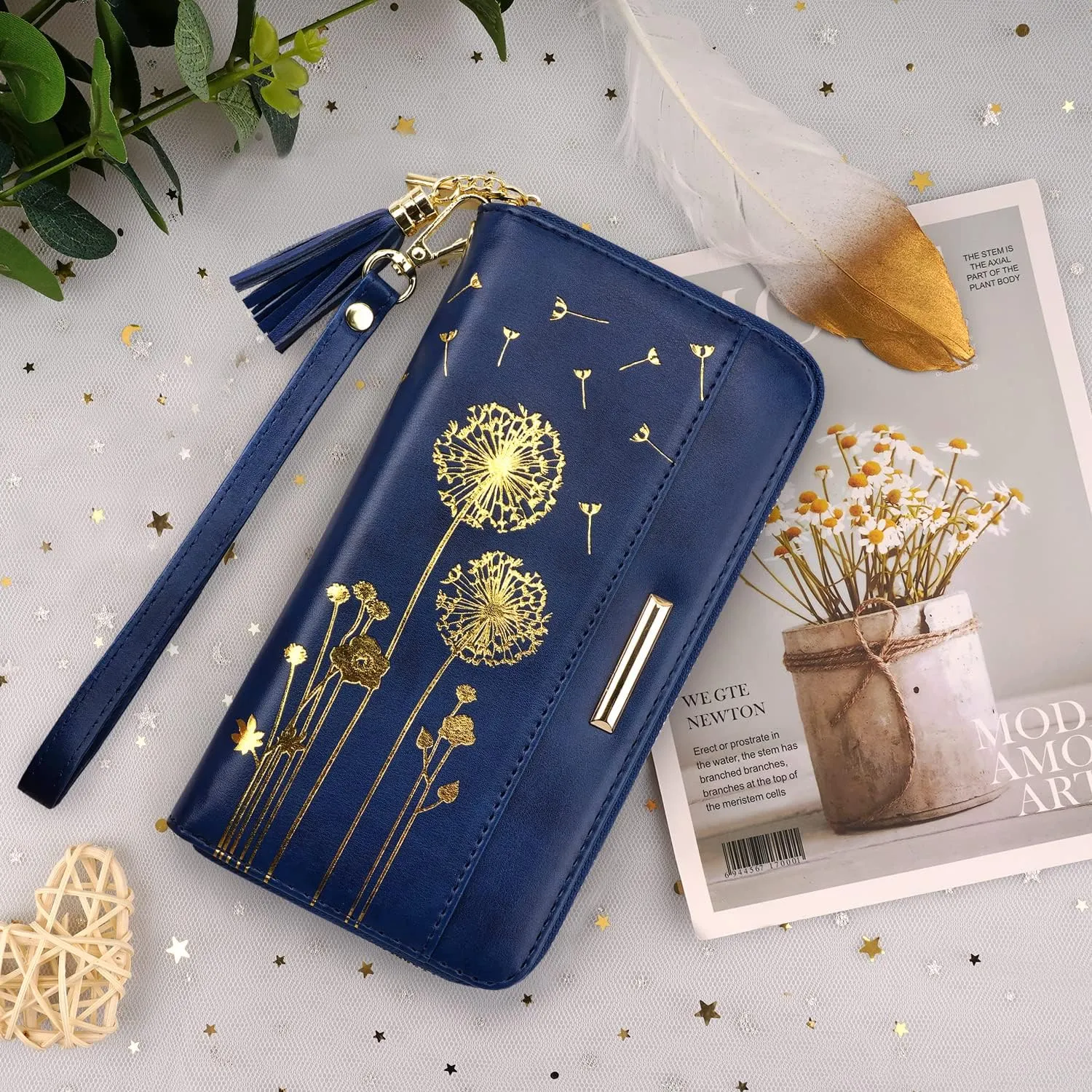 Wallets for Women PU Leather Card Holder Organizer Ladies Clutch with Tassel Wristlet Wrist strap