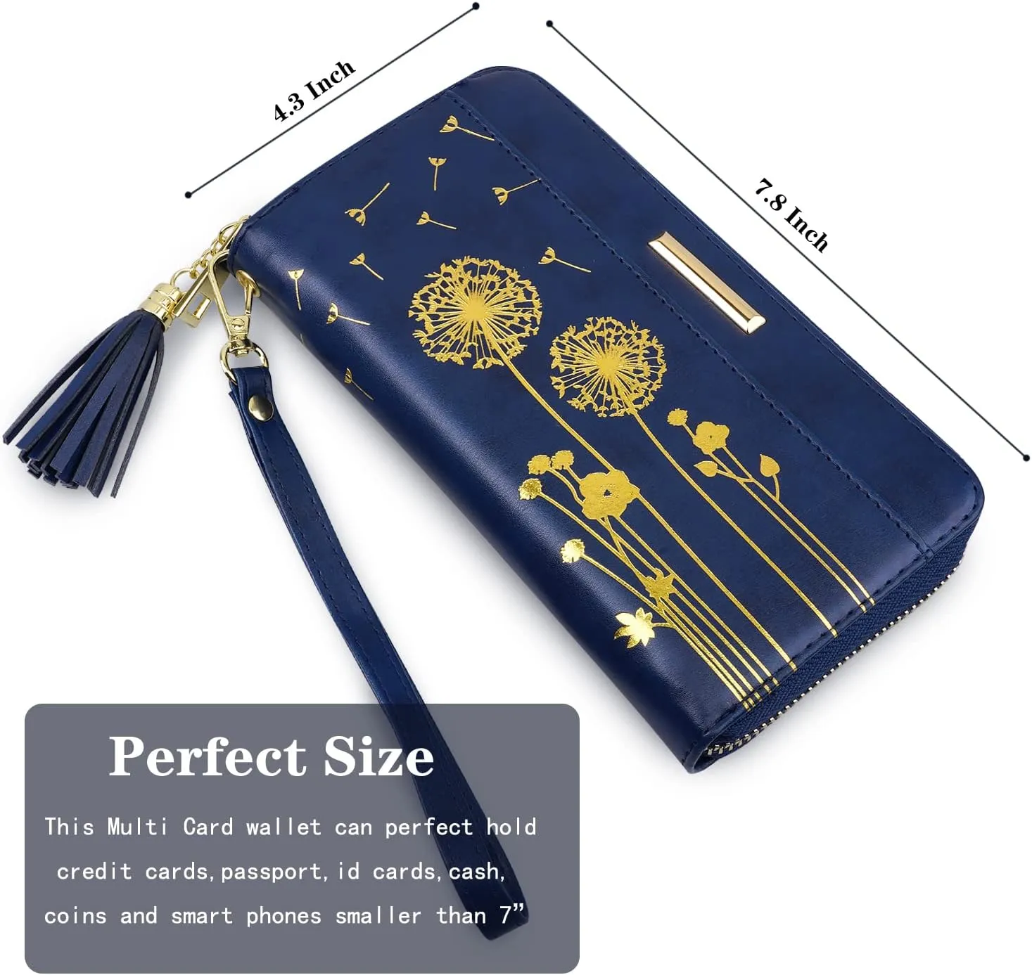 Wallets for Women PU Leather Card Holder Organizer Ladies Clutch with Tassel Wristlet Wrist strap