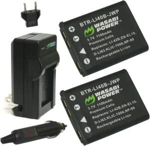 Wasabi Power Battery (2-Pack) and Charger for Kodak KLIC-7006, LB-012 and Kodak PIXPRO FZ55, FZ53