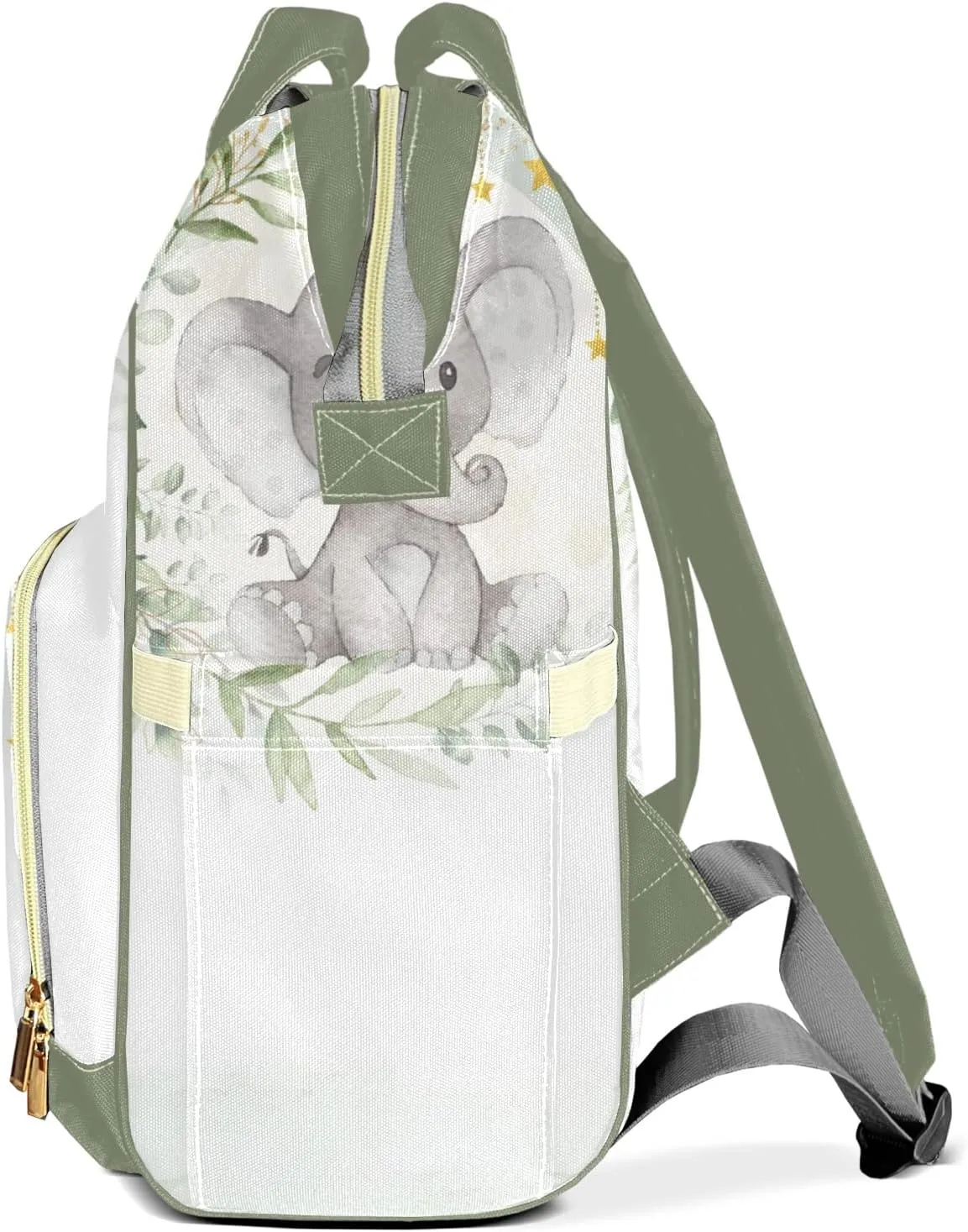 Watercolor Elephant Star Personalized Diaper Bags Waterproof Backpack Shoulder Daypack for Mother's Day Gifts