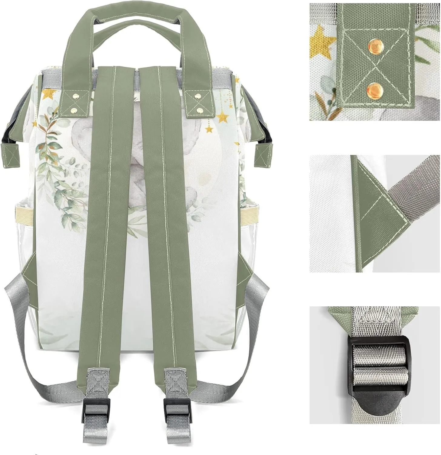Watercolor Elephant Star Personalized Diaper Bags Waterproof Backpack Shoulder Daypack for Mother's Day Gifts
