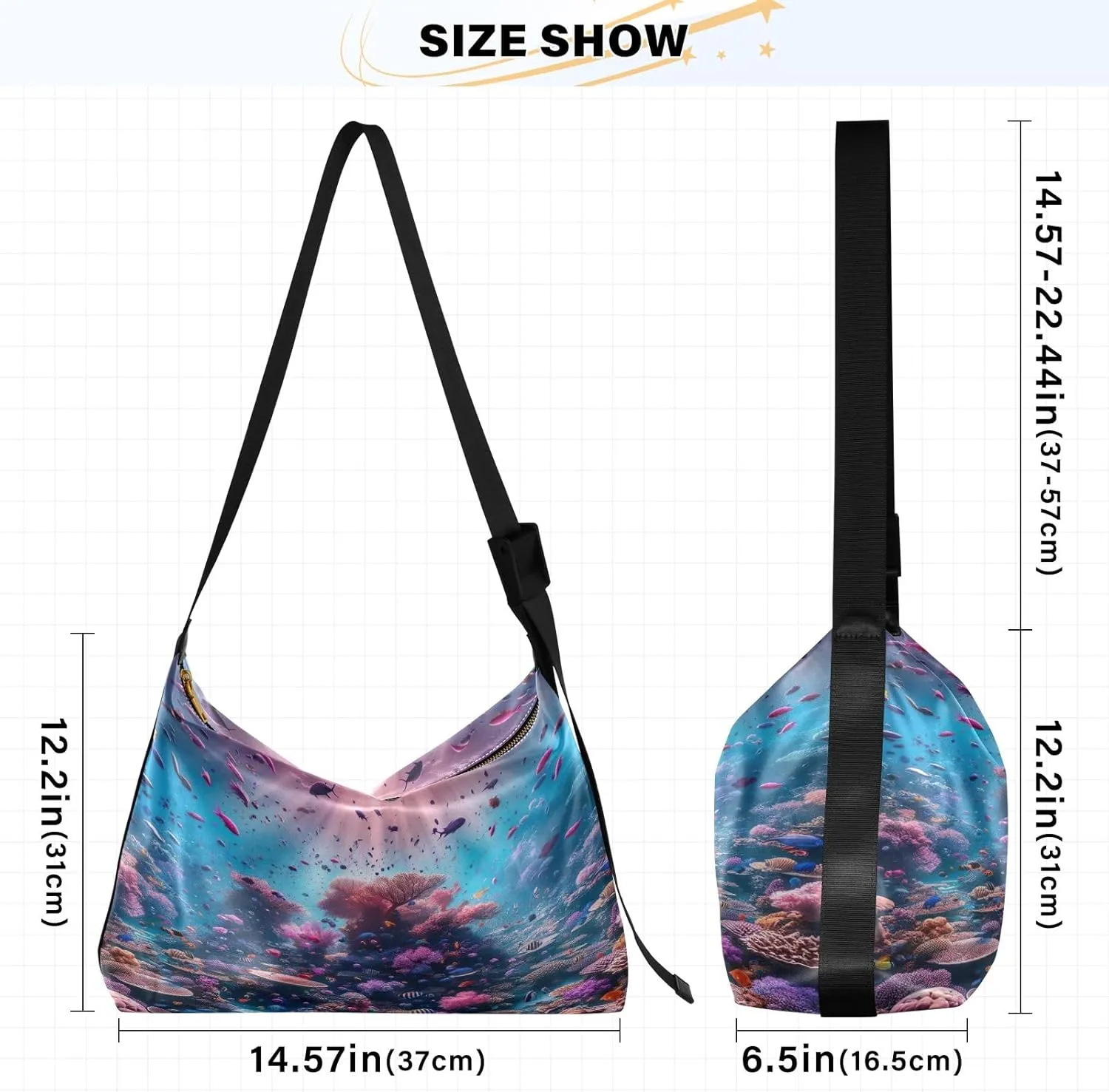 Watercolor Ice Cream and Popsicles Hobo Shoulder Bag, Leather Shoulder Bag, Men Leather Sling Bag Crossbody Bag