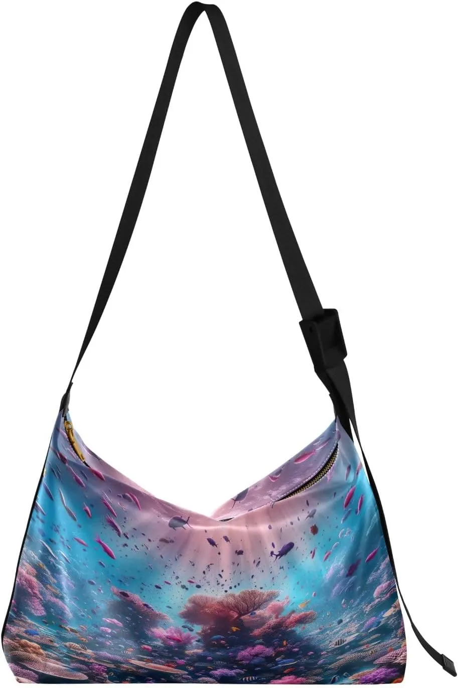 Watercolor Ice Cream and Popsicles Hobo Shoulder Bag, Leather Shoulder Bag, Men Leather Sling Bag Crossbody Bag