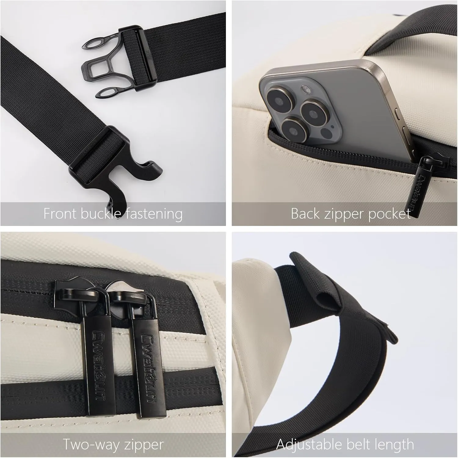 Waterproof Camera Waist Bag - Cwatcun Compact Camera Case, Lightweight Portable Fanny Pack, Daily Carry Storage Case Crossbody Bag for Canon, Nikon, Sony, Fuji DSLR/SLR/Mirrorless Camera, Lens, White